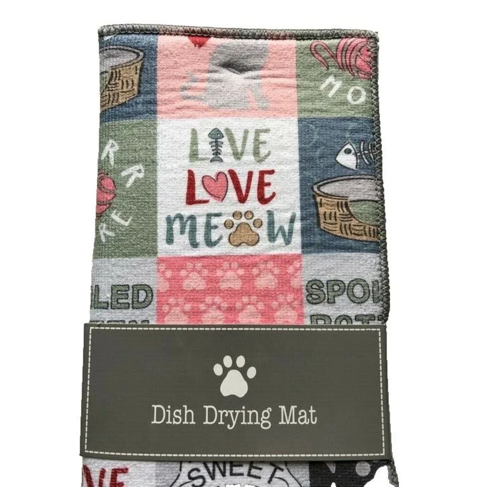 Spoiled Cat Dish Drying Mat Super Absorbent Kitten Kitty 15x20 Pet Lover Meow
